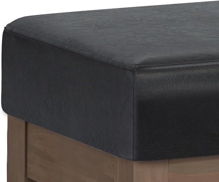 Simpli Home Milltown Ottoman Bench with Upholstered Seat and Solid Wood Frame