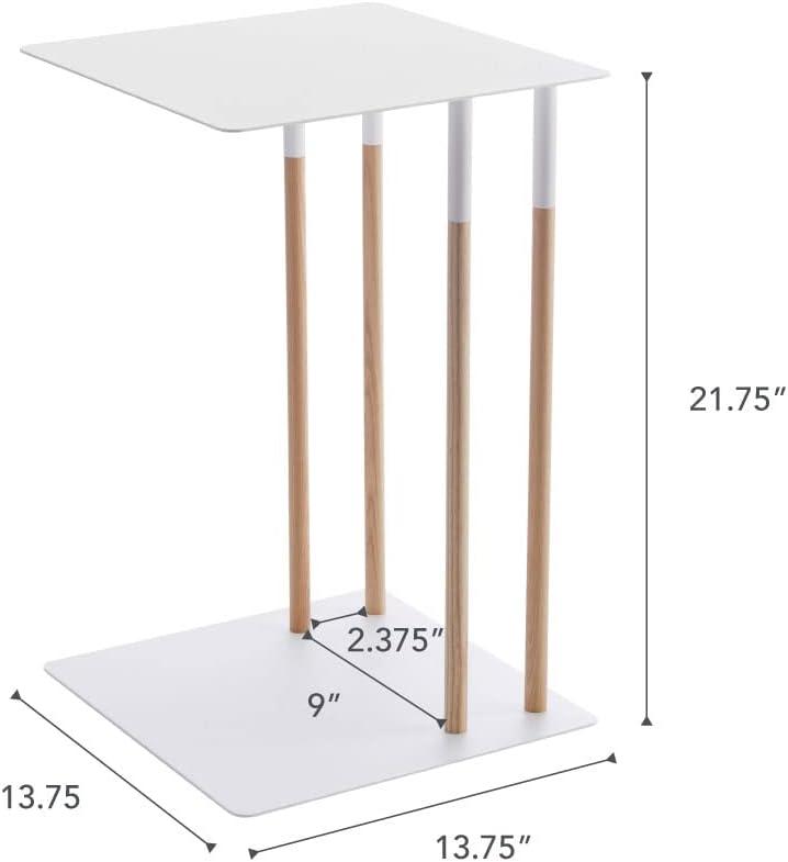 Plain Yamazaki Home Steel + Wood Sofa C Table End Table Coffee Tray, Bedside Or Living Room