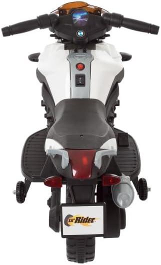 Toy Time Kids Motorcycle - Electric Ride-On with Training Wheels and Reverse Function - White and Black