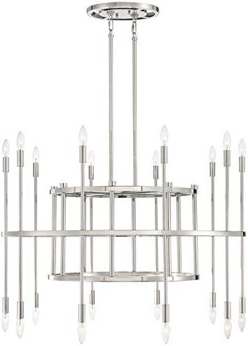 Aries 20-Light Polished Nickel and Crystal Chandelier