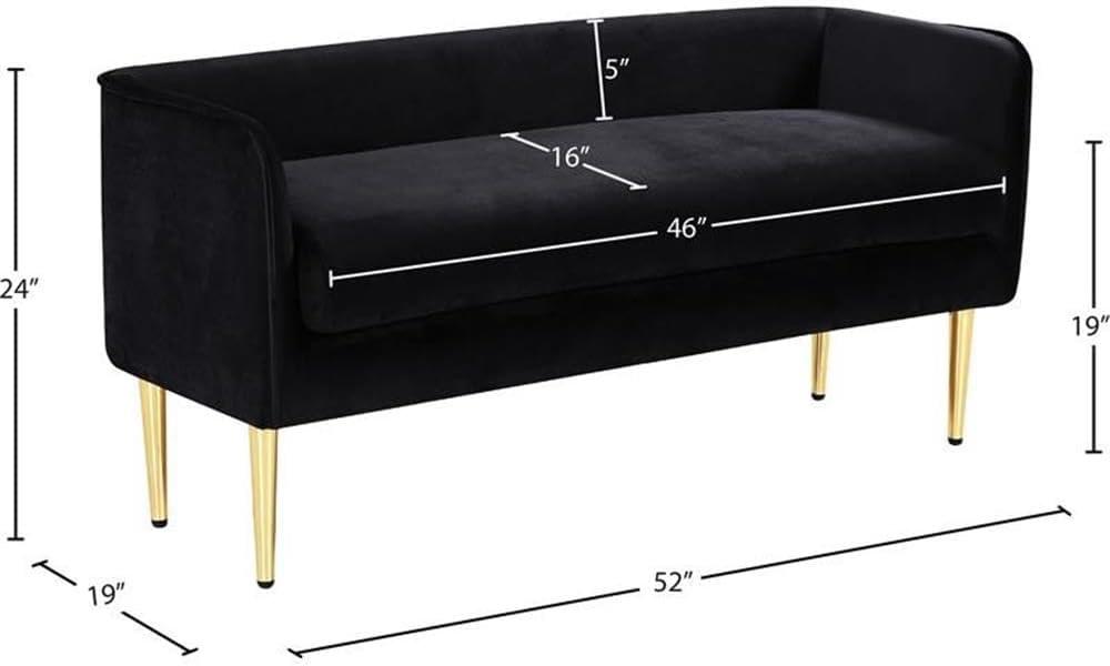 Meridian Furniture Audrey Black Velvet Bench