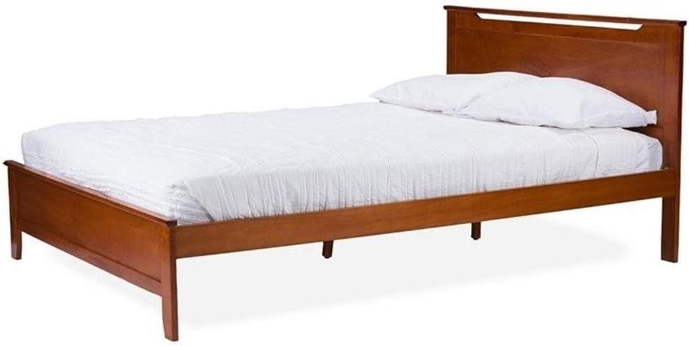 Twin Demitasse Wood Contemporary Bed -Brown - Baxton Studio: Solid Rubberwood, X-Pattern Headboard