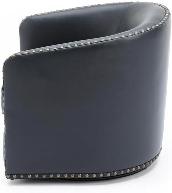 Comfort Pointe Tyler Swivel Arm Chair Midnight Blue: Upholstered, Nailhead Trim, Foam Filled, Wood Frame