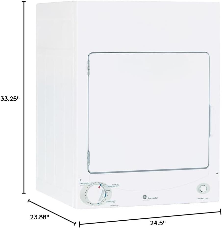 Compact White Stackable Electric Dryer with DuraDrum Interior