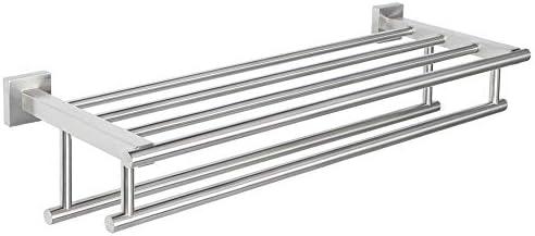 2-Tier 20" Wall Mounted Stainless Steel Bathroom Towel Rack With 2 Towel Bars Round Rods