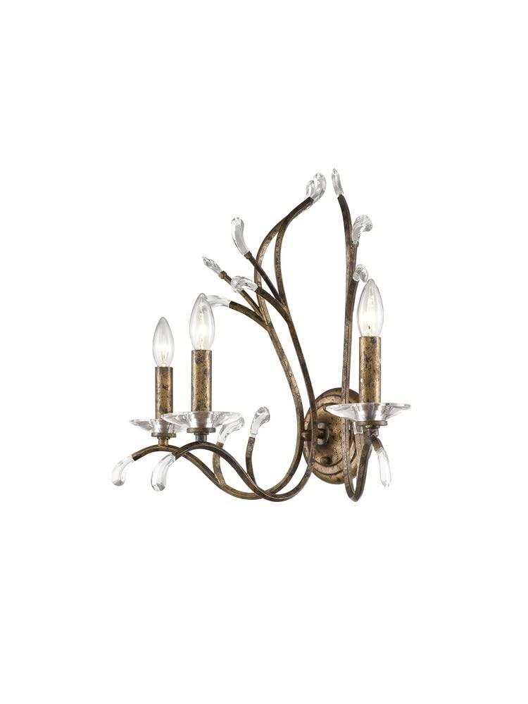 Serafina 3-Light Bronze Sconce with Clear Crystal Accents