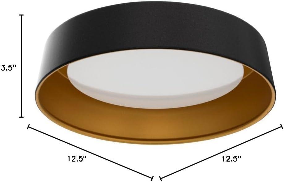 12.5 Inch LED Flush Mount Ceiling Light Fixture, 26W, Super Bright 1350 Lumen, 3 Color 3000K/4000K/5000K, Matt Black with Gold Inside, Dimmable Ceiling Lamp for Bedroom Hallway Bathroom Outdoor