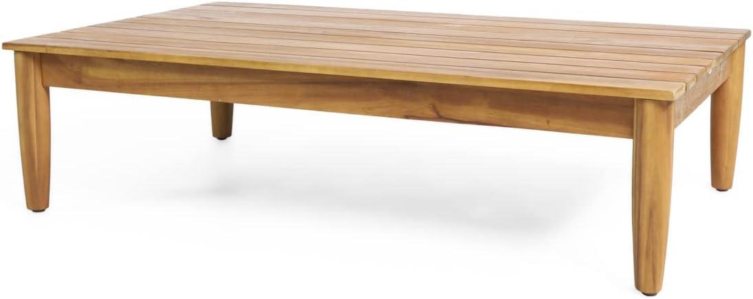 Magnolia Patio Acacia Wood Coffee Table - Teak - Christopher Knight Home: Water-Resistant, Tapered Legs