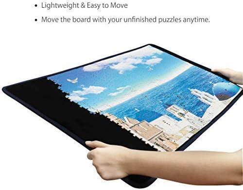 Becko US Jigsaw Puzzle Board Portable Puzzle Mat for Puzzles Storage Saver, Non-Slip Surface, Sturdy and Movable, Up to 1000 Pieces (Blue/Black)