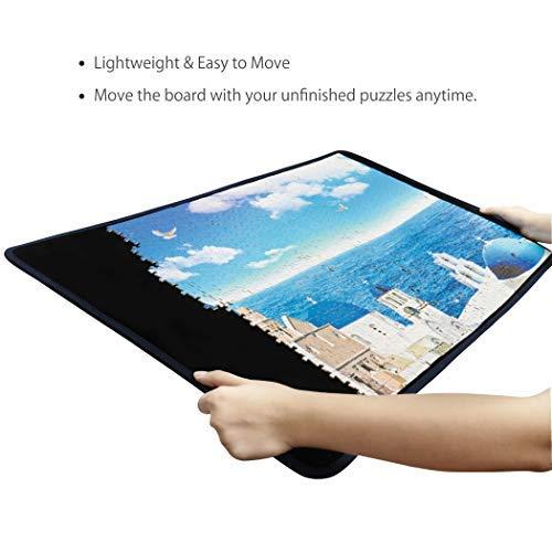 Becko US Jigsaw Puzzle Board Portable Puzzle Mat for Puzzles Storage Saver, Non-Slip Surface, Sturdy and Movable, Up to 1000 Pieces (Blue/Black)