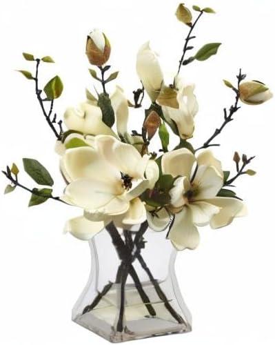 Nearly Natural Magnolia Arrangement with Vase