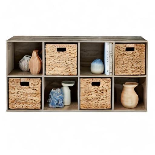 Best Choice Products 8-Cube Bookshelf, 11in Display Storage System, Organizer w/ Removable Back Panels - Greige