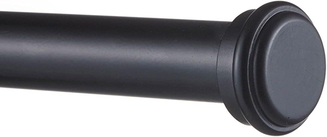 Matte Black Adjustable Curtain Rod with Finials, 66"-120"