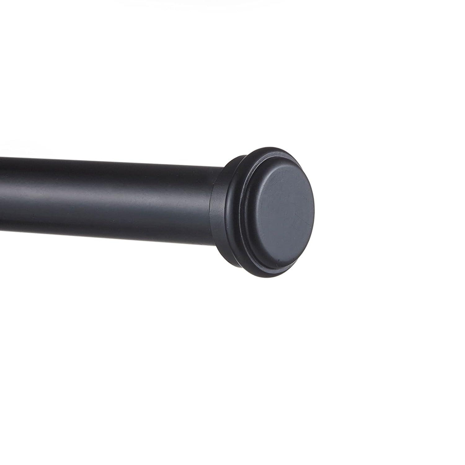 EXCLUSIVE HOME Topper 1" Curtain Rod and Coordinating Finial Set, Matte Black, Adjustable 66"-120"