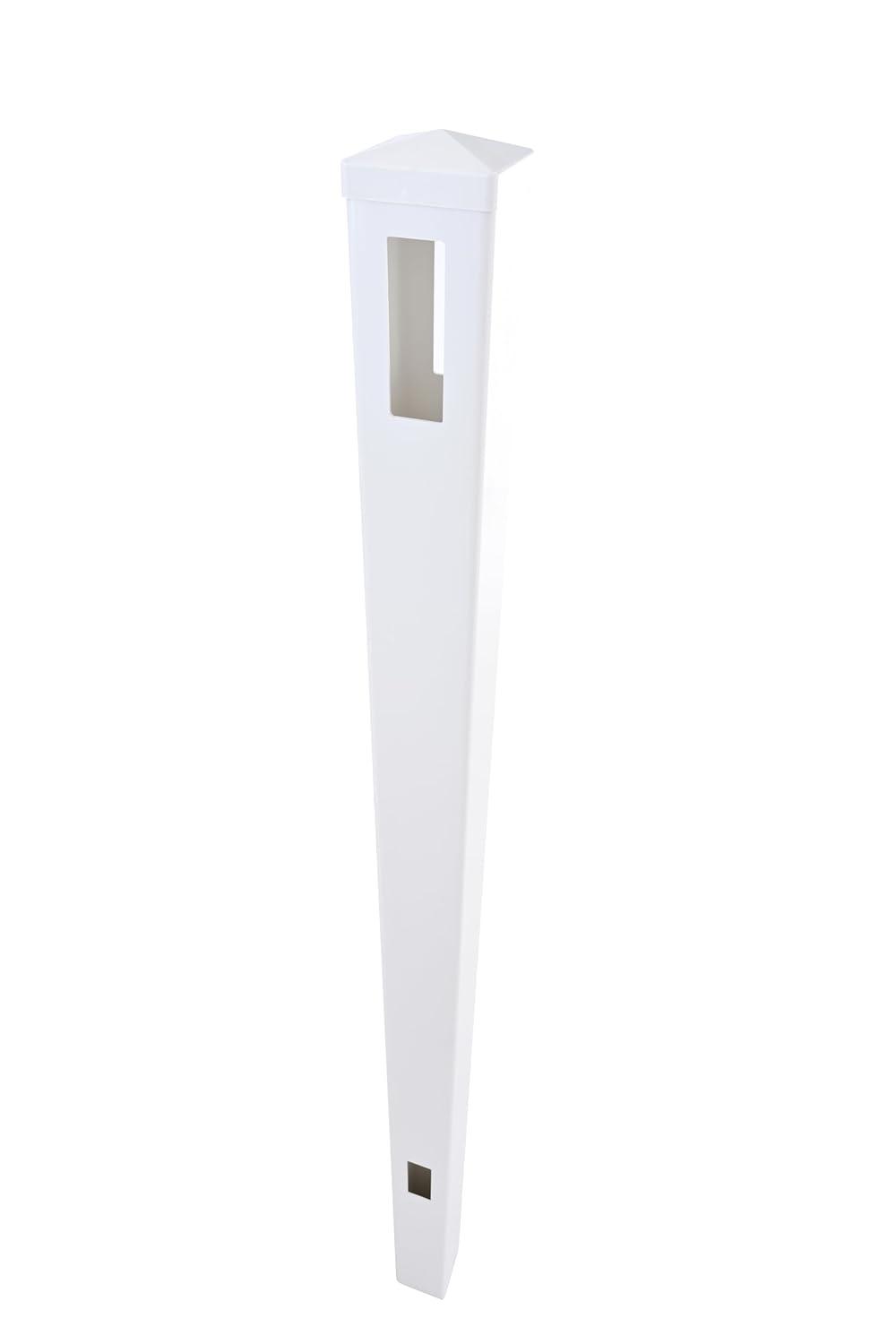 Vinyl Garden Line Fence Post, for 6ft (72" W x 72" H) Height,Caps Included Vinyl White (5" W x 95" H), Set of 2