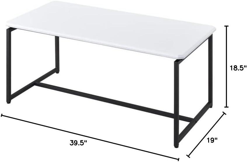 HOMLUX 3 PCS Coffee Table Set Sofa Side Table with 2 Square End Table,White