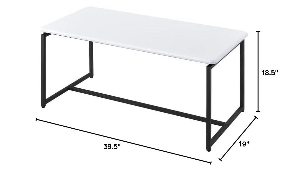 HOMLUX 3 PCS Coffee Table Set Sofa Side Table with 2 Square End Table,White