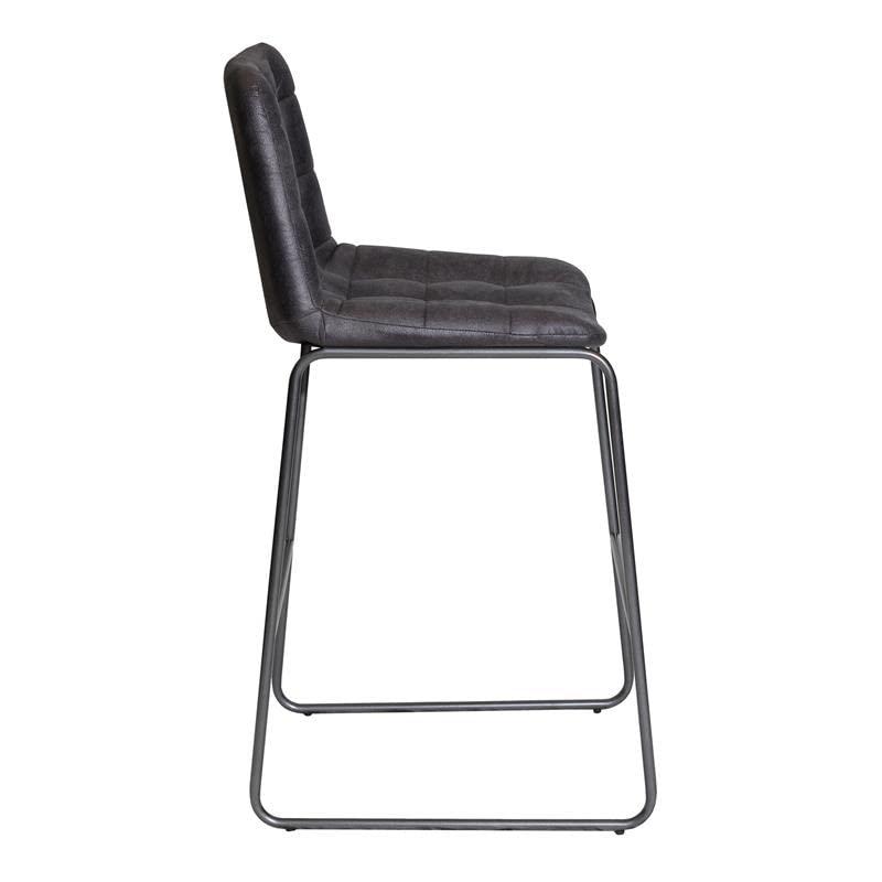 Westover Transitional Charcoal Faux Leather and Steel Bar Stool