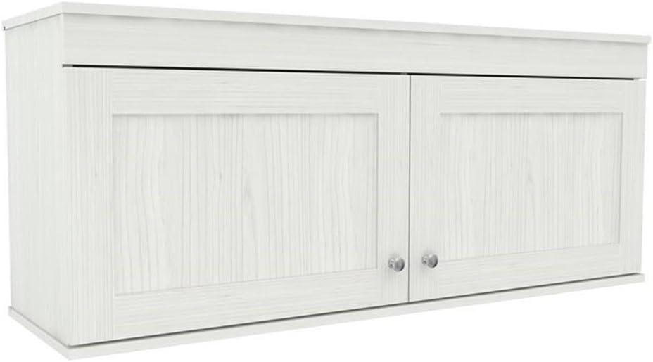 2 Doors Wall Mounted Buffet Cabinet White - Inval: Transitional Style, Adjustable Shelves, Melamine Finish