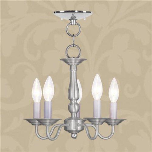 Livex Lighting 5011-91 Williamsburg 5-Light Convertible Hanging Lantern/Ceiling Mount, Brushed Nickel