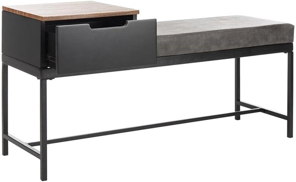 Maruka Bench with Storage - Brown/Grey - Safavieh