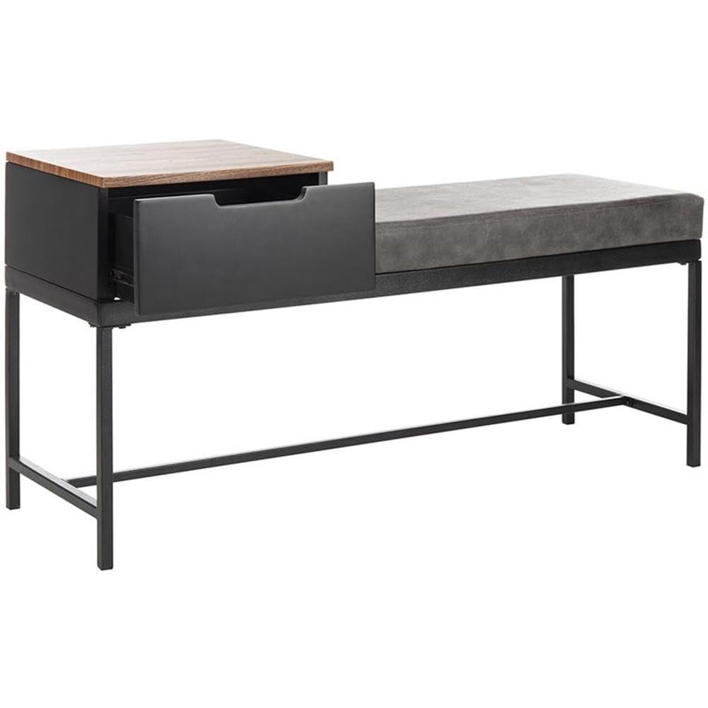 Maruka Bench with Storage - Brown/Grey - Safavieh