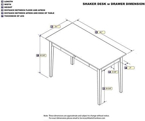 AFI Shaker Solid Wood Writing Desk with Elegant Felt Drawer in White