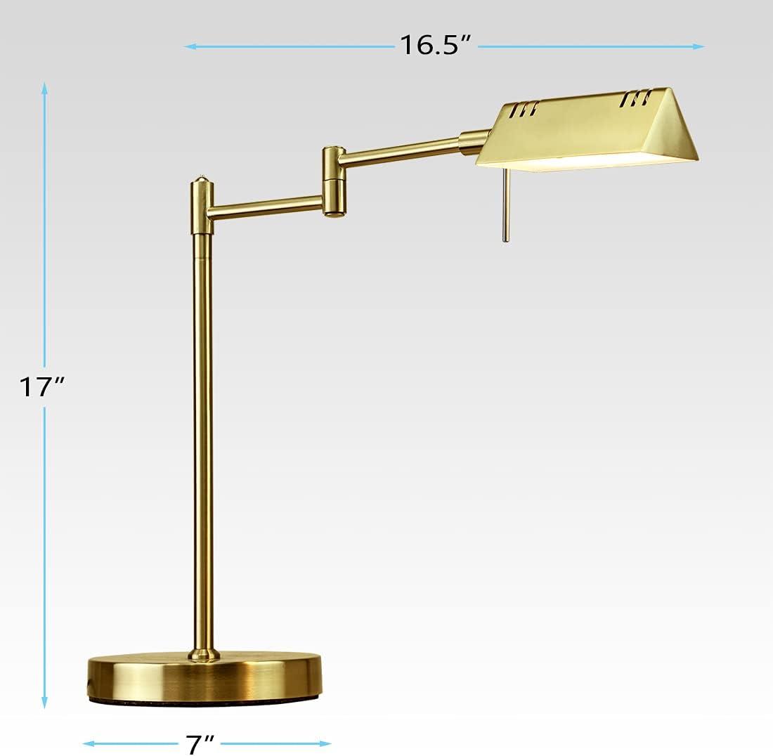 Gold Adjustable Pharmacy Swing Arm Desk Lamp with LED