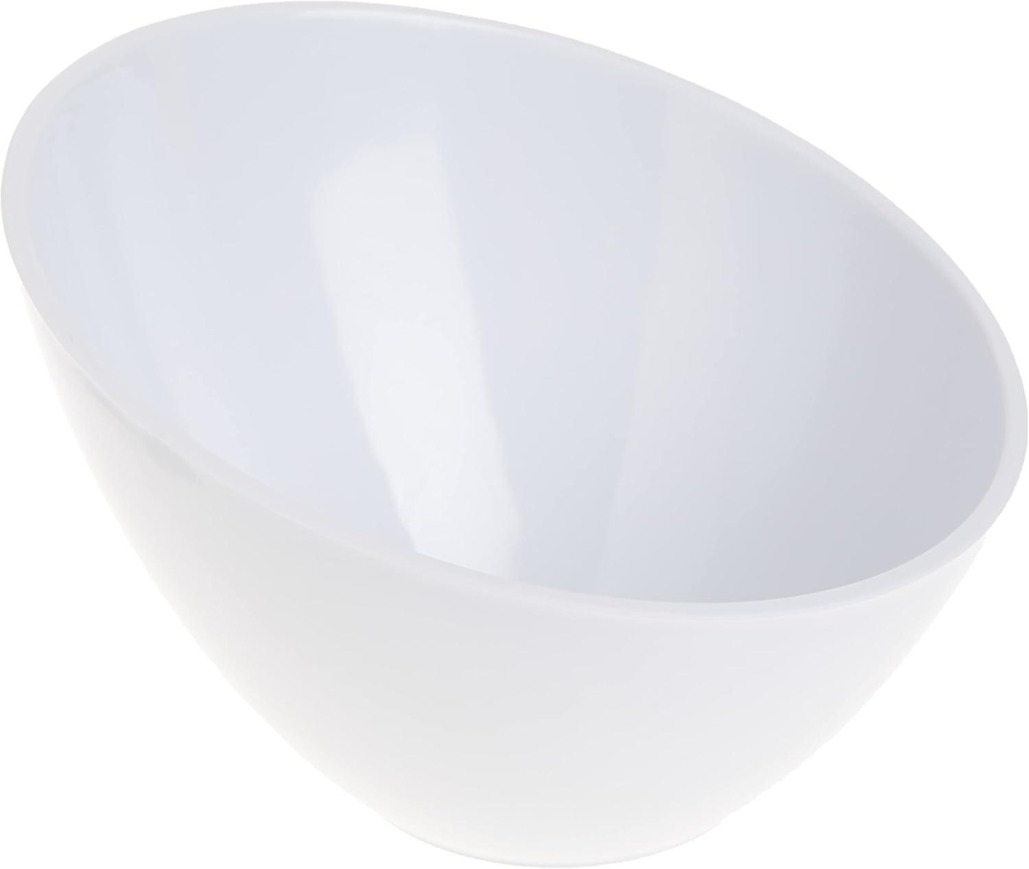 White Round Melamine Slanted Serving Bowl, 8"