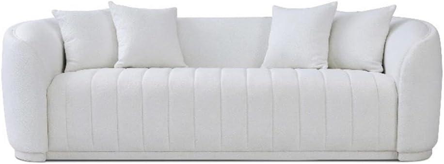 Thirst Mid Century Modern Luxury Tight Back Boucle Couch in White