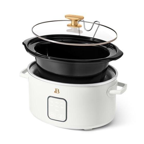 Beautiful 4Qt Slow Cooker with Touch-Activated Display, White Icing by Drew Barrymore
