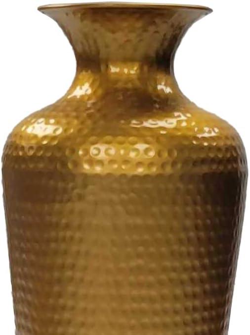 Uniquewise Decorative Modern Gold Metal Hammered Floor Flower Vase for Entryway, Living Room or Dining Room