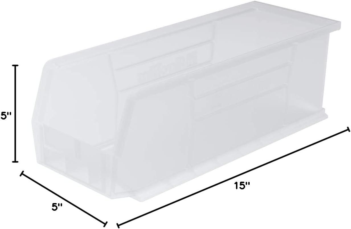 Akro-Mils Stackable Storage Bins, AkroBins Stacking Organizer, 15"x5"x5", Clear, 12-Pack