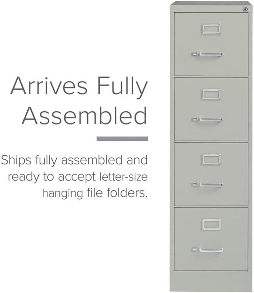 Pemberly Row 4 Drawers 52" Vertical Black Metal Filing Cabinet Lockable Pre-Assembled Stationary Letter Size for Home, Office