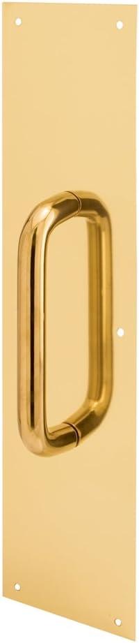 Polished Brass Door Pull Plate with Round Handle