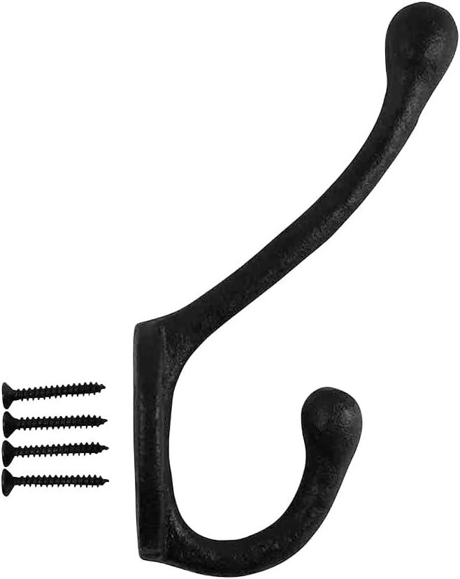 The Renovators Supply Inc. 25845 Wrought Iron Double Wall Mounted Robe Hook (Set of 3)