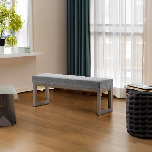 Milltown Tweed Style Fabric Upholstered Bench