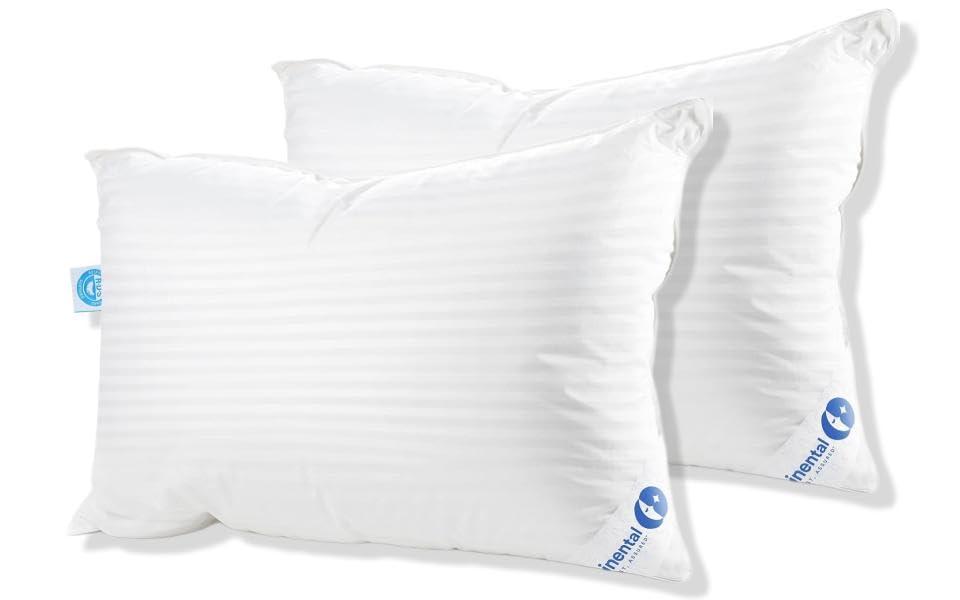 Continental Mfg. Co. Superior Down 700 Fill Power Hungarian White Goose Down Pillow, 2 Pack (Set of 2)