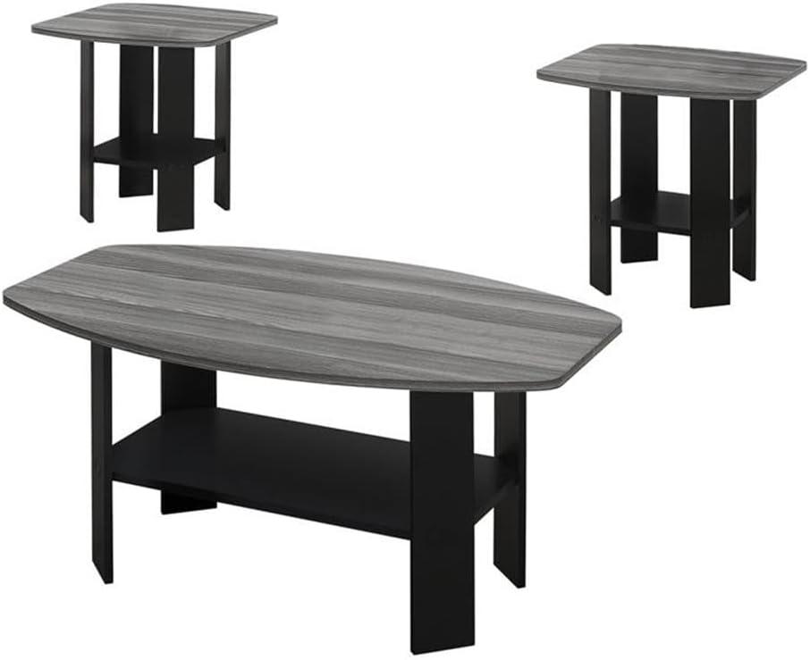 Table Set 3pcs Set Coffee End Side Accent Living Room Laminate Black