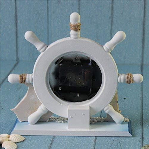 Wheel Wall Clock Decoration Nautical Anchor Boat Steering Wheel Time Clock Table Decor - Ship