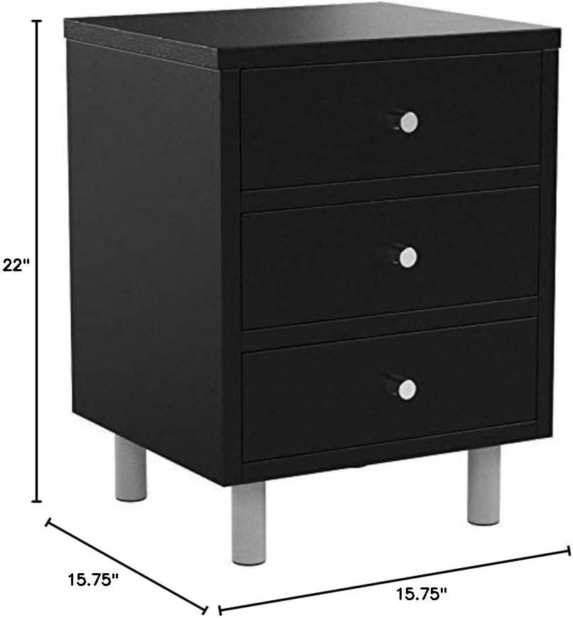 Daniel Nightstand with 3 Drawers Black - Winsome