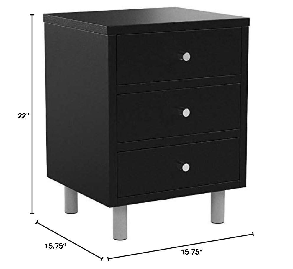 Daniel Nightstand with 3 Drawers Black - Winsome