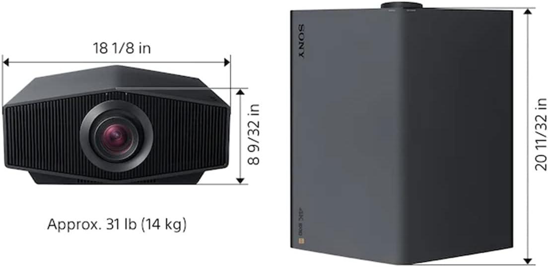 Black 4K HDR Laser Home Theater Projector with HDMI and USB