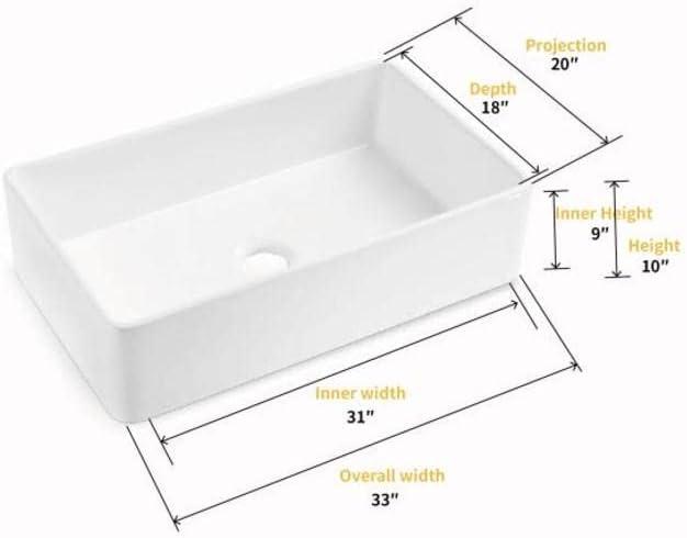 Trento 33'' White Fireclay Single Bowl Farmhouse Sink