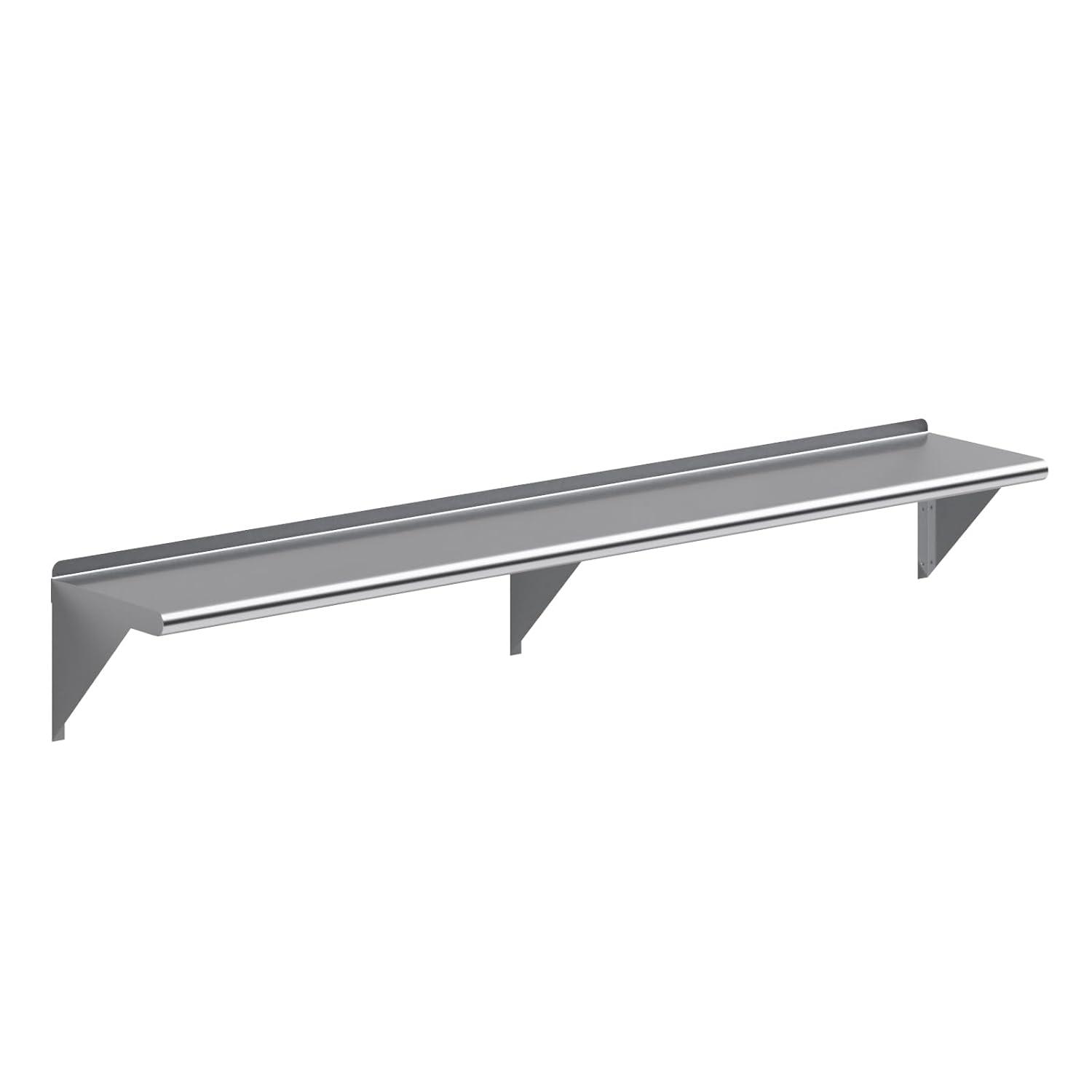 AmGood 12 in. x 72 in. Stainless Steel Wall Shelf | NSF Certified | Appliance & Equipment Metal Shelving | Kitchen, Restaurant, Garage, Laundry, Utility Room