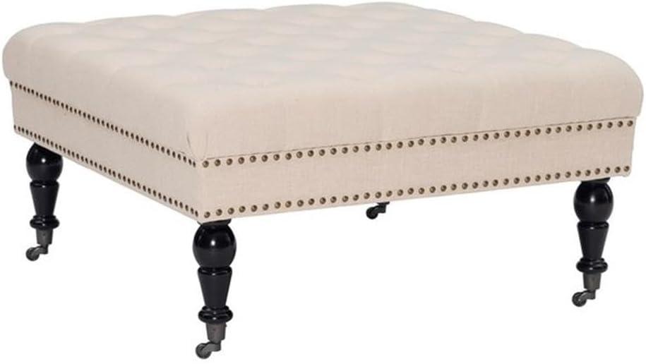 Landis 35" Nailhead Trim Tufted Upholstered Ottoman