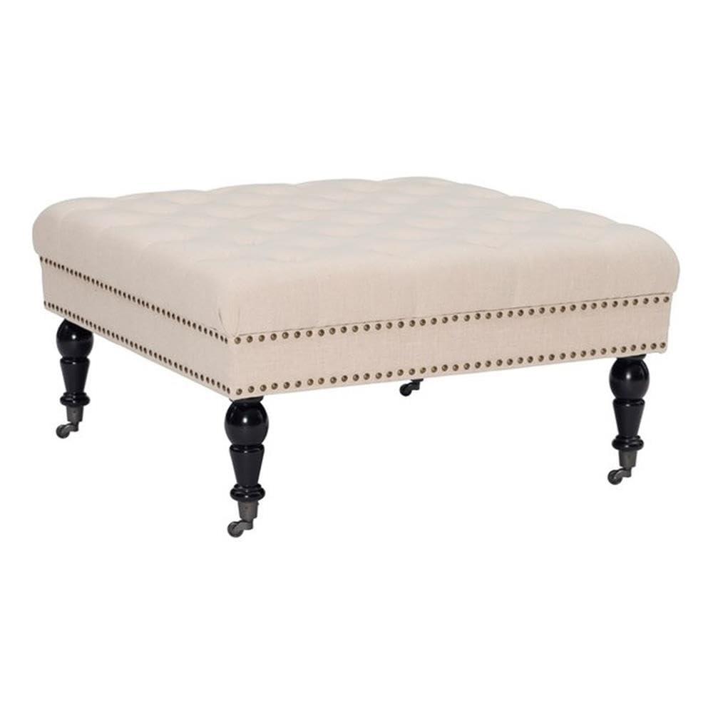 Kelly Clarkson Home Landis 35" Nailhead Trim Tufted Upholstered Ottoman