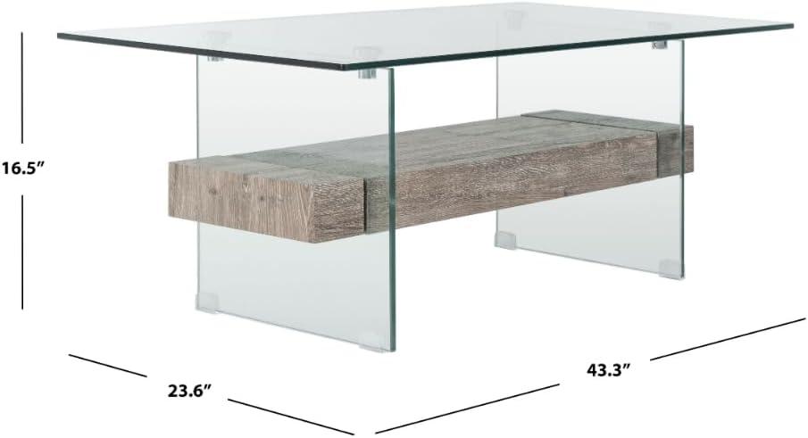 SAFAVIEH Kayley Retro 2 Tier Glass Coffee Table, Grey Oak