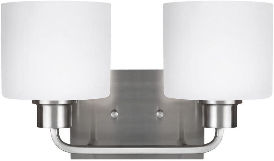 Brushed Nickel 2-Light Wall/Bath Vanity with Etched Glass Shades