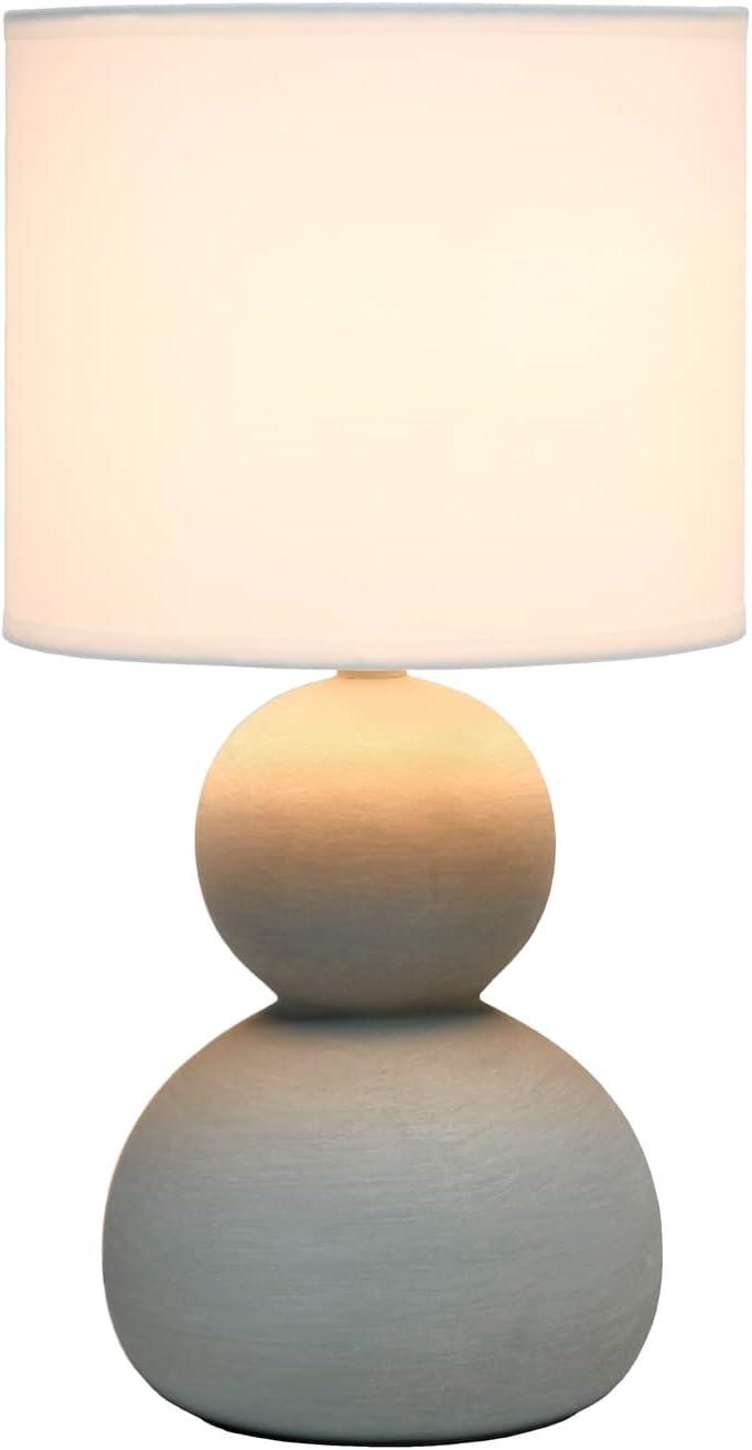 Simple Designs Stone Age Table Lamp Taupe: Ceramic Body, Drum Shade, ETL Listed, No Assembly Required